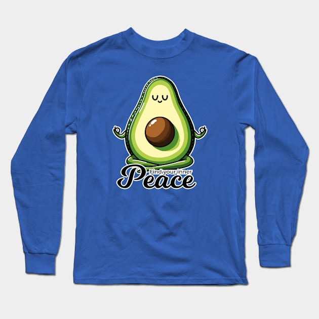 Funny Avocado Yoga -  Find Your Inner Peace Long Sleeve T-Shirt by Muslimory